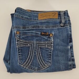Seven7 Bootcut Jeans Size 14 Blue Embroidered Pockets Denim Womens